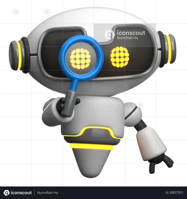 Robot doing Research  3D Icon