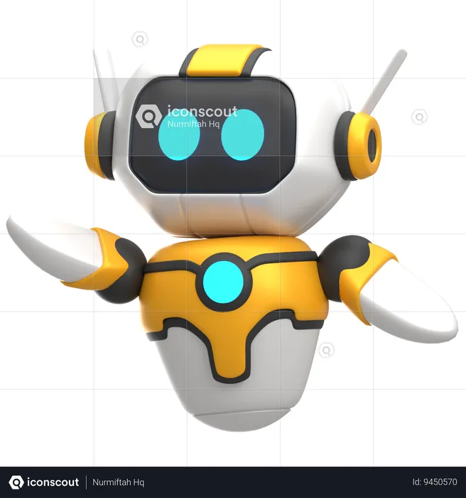 Robot Explaining  3D Icon