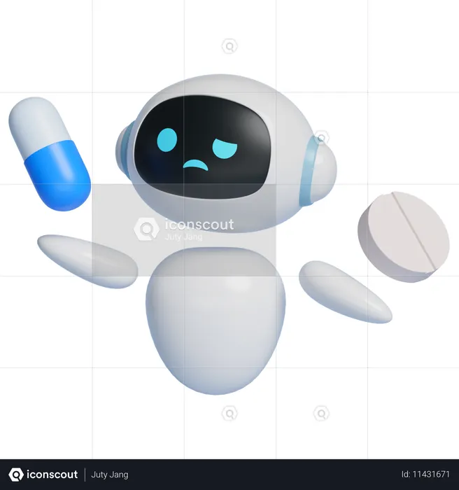 Robot Floating Pill The Air  3D Icon