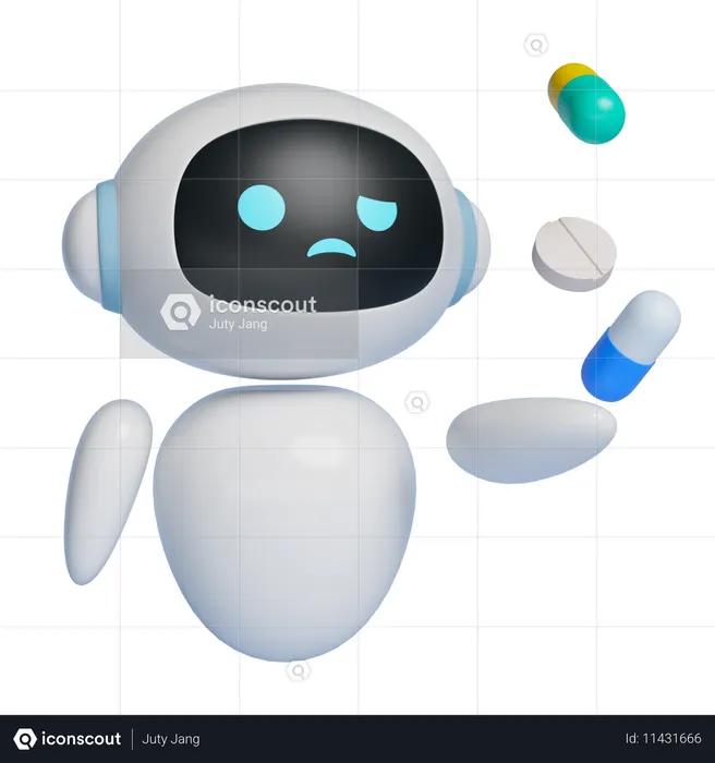 Robot Floating Pill The Air  3D Icon
