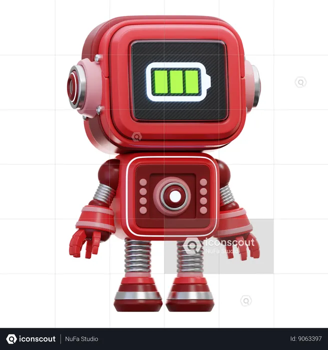 Robot Full Battery  3D Illustration