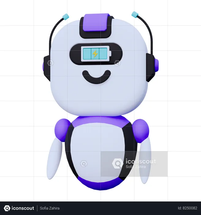 Robot Full Battery  3D Icon