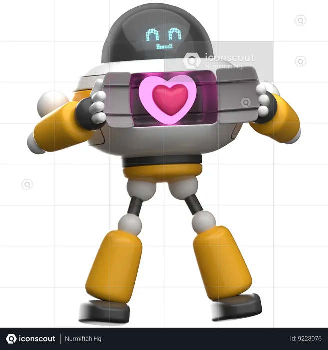 Robot Gift a Heart  3D Illustration