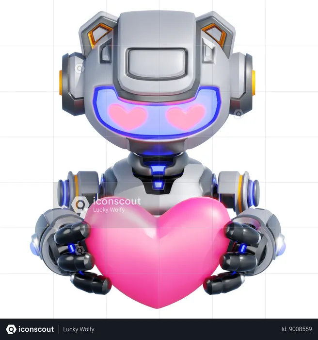 ROBOT GIVE LOVE  3D Illustration