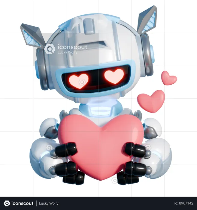 ROBOT GIVE LOVE  3D Illustration