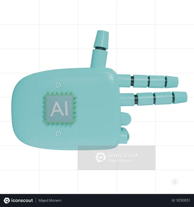 Robot Hand Firing Cyan  3D Icon