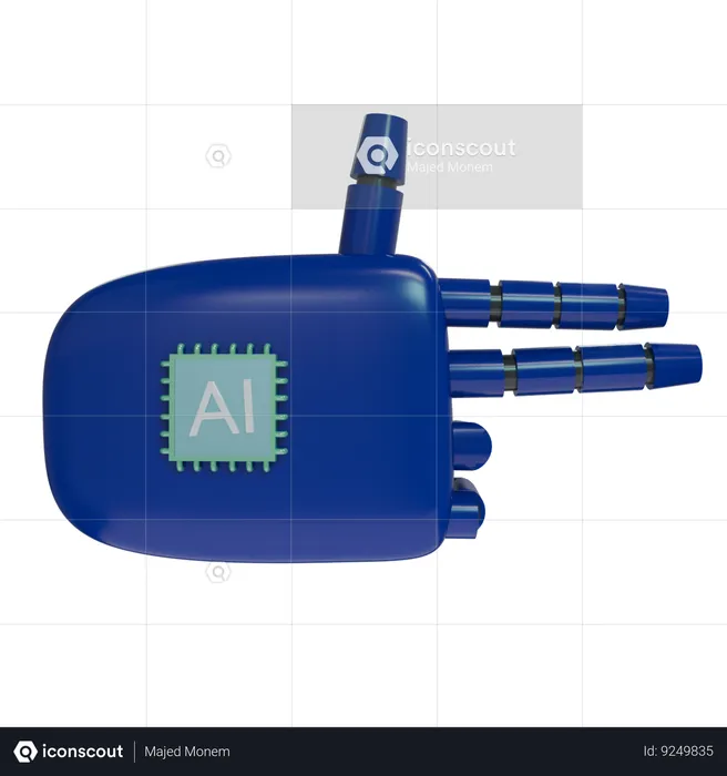 Robot Hand Firing Navy  3D Icon