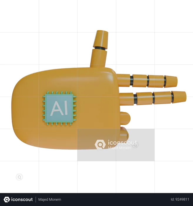Robot Hand Firing Orange  3D Icon