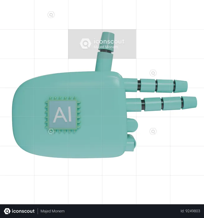 Robot Hand Firing Turquoise  3D Icon