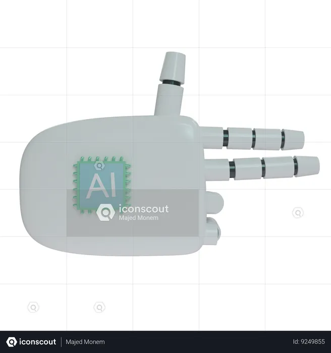 Robot Hand Firing White  3D Icon