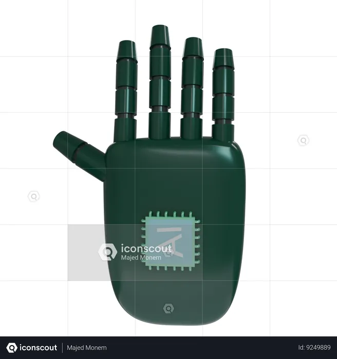 Robot Hand HandUp Emerald  3D Icon