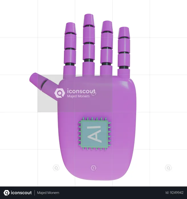 Robot Hand HandUp Magenta  3D Icon