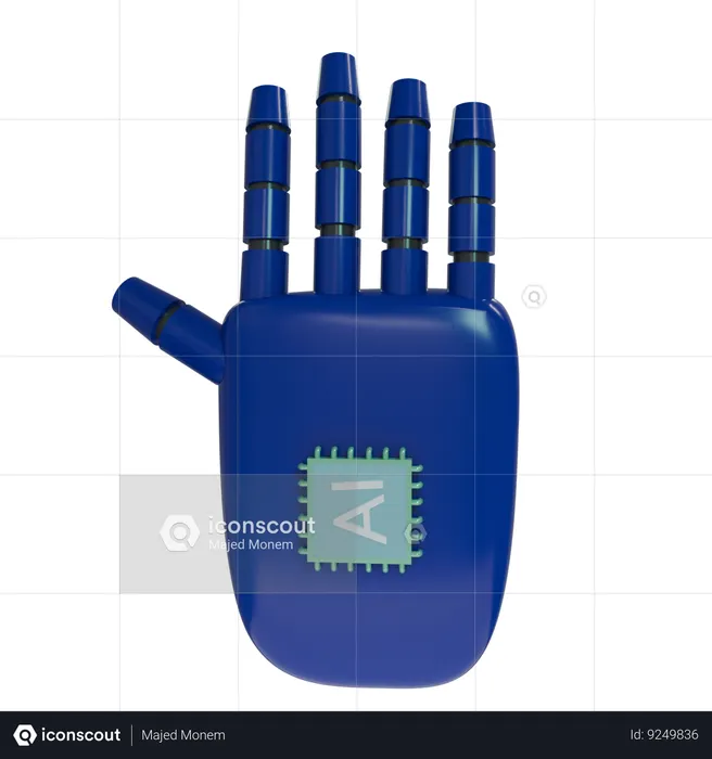 Robot Hand HandUp Navy  3D Icon