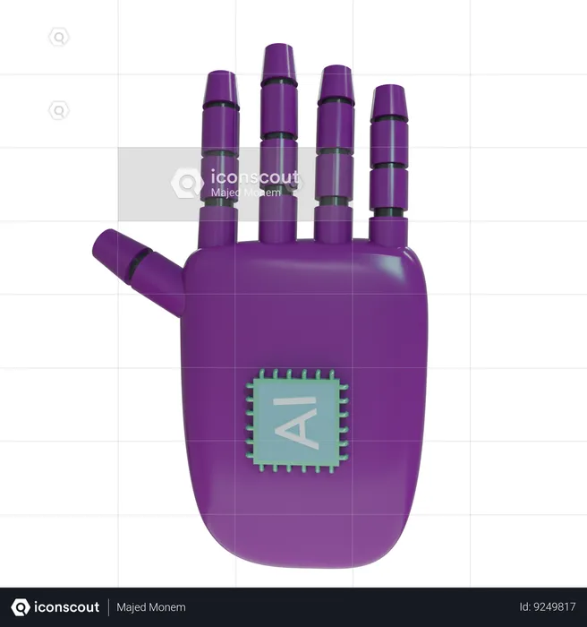 Robot Hand HandUp Purple  3D Icon