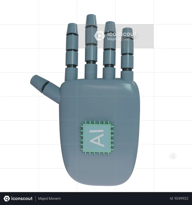 Robot Hand HandUp SlateGray  3D Icon