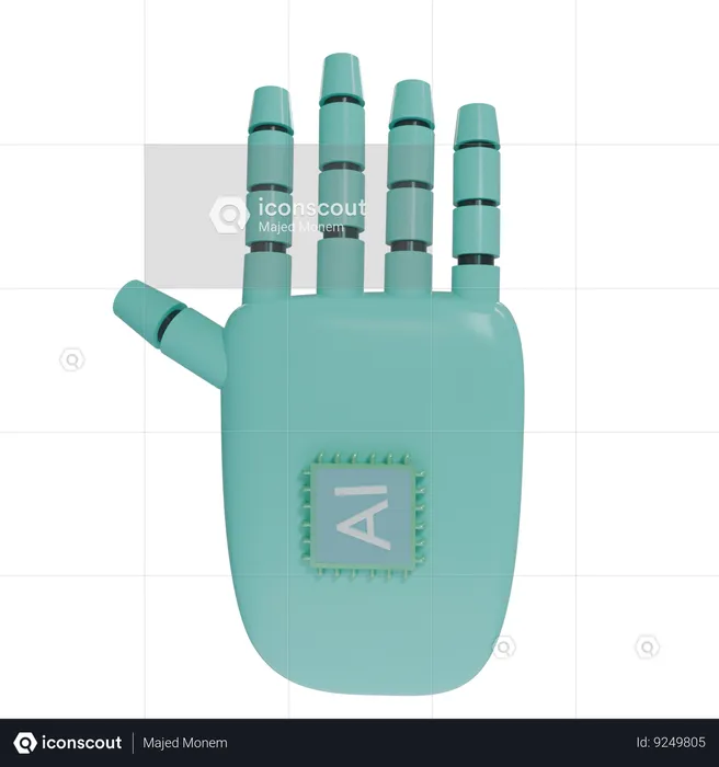 Robot Hand HandUp Turquoise  3D Icon