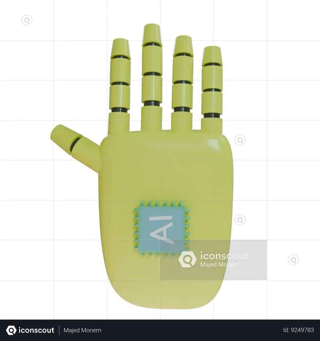 Robot Hand HandUp Yellow  3D Icon