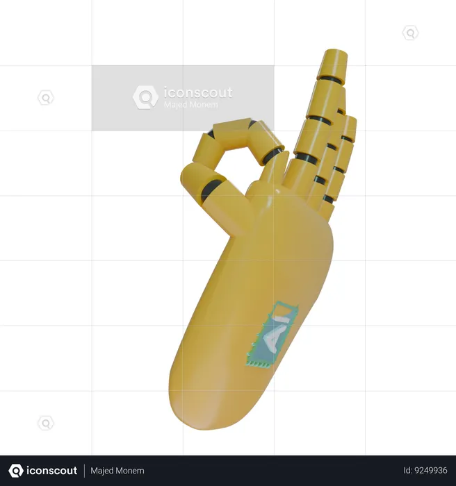 Robot Hand OK Amber  3D Icon