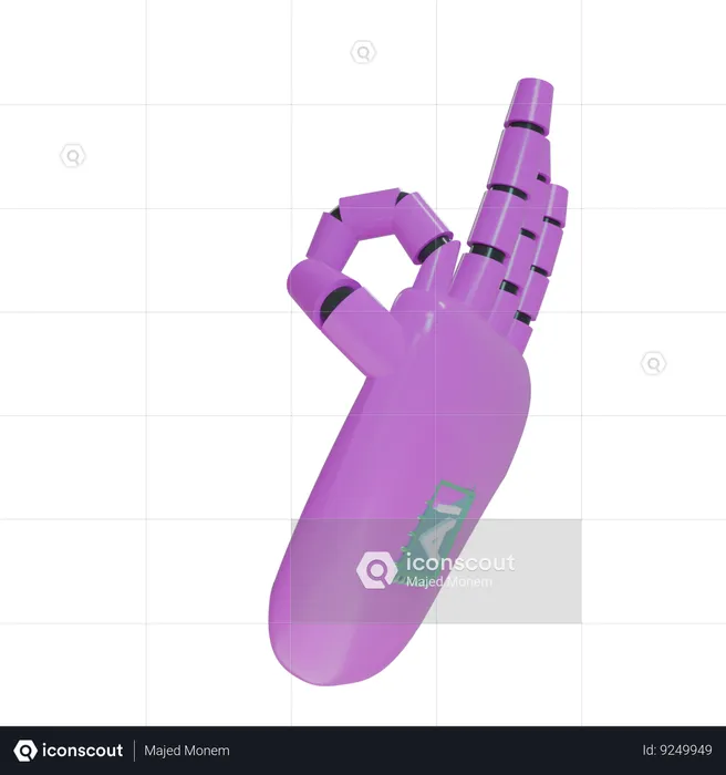 Robot Hand OK Magenta  3D Icon
