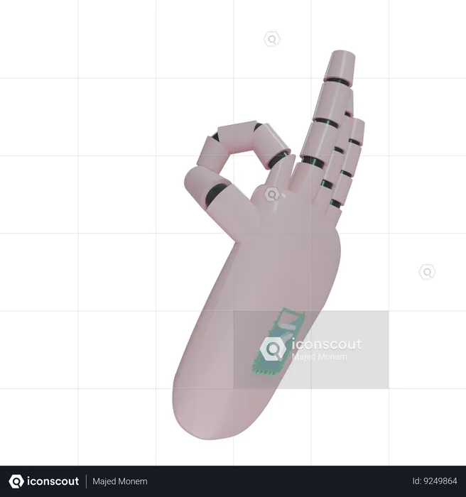 Robot Hand OK Pink  3D Icon