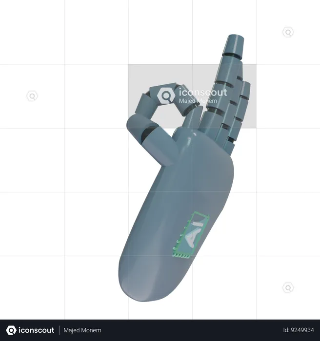 Robot Hand OK SlateGray  3D Icon