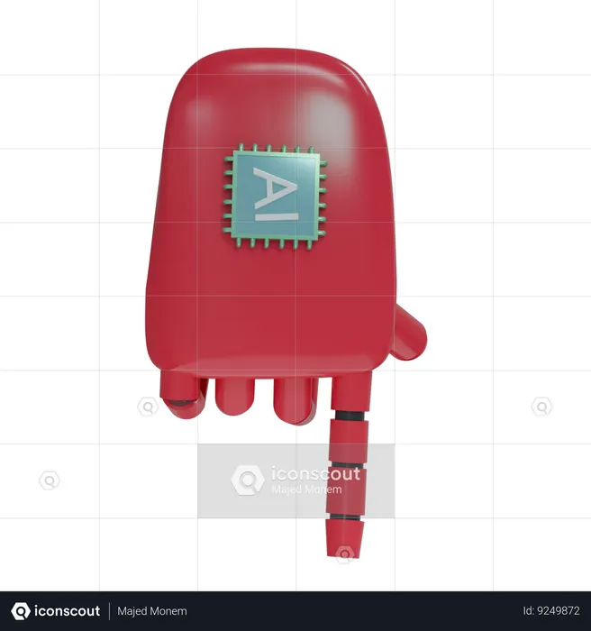 Robot Hand PointDown Crimson  3D Icon