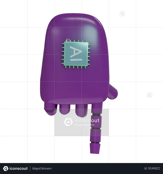 Robot Hand PointDown Purple  3D Icon
