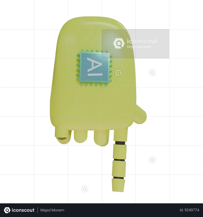 Robot Hand PointDown Yellow  3D Icon