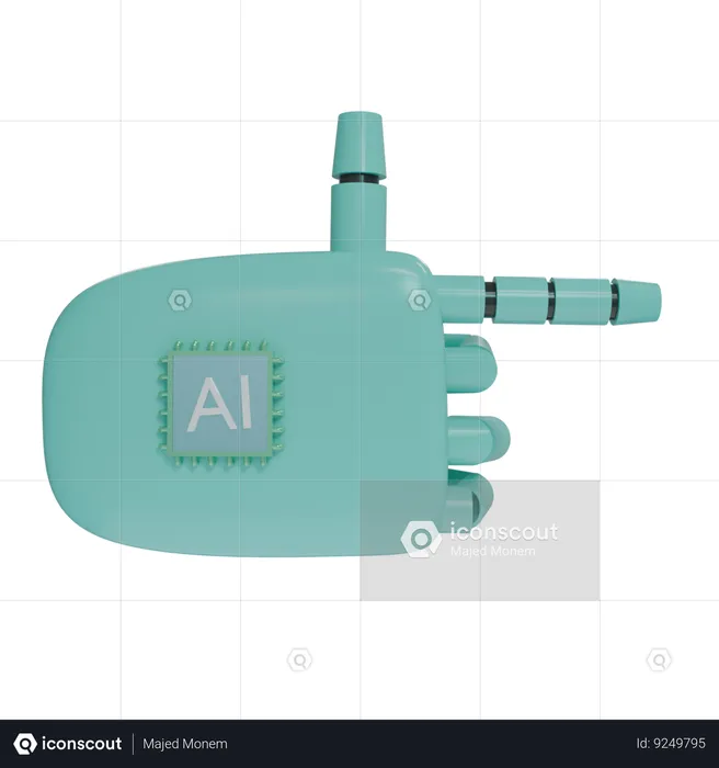 Robot Hand Pointing Right Turquoise  3D Icon
