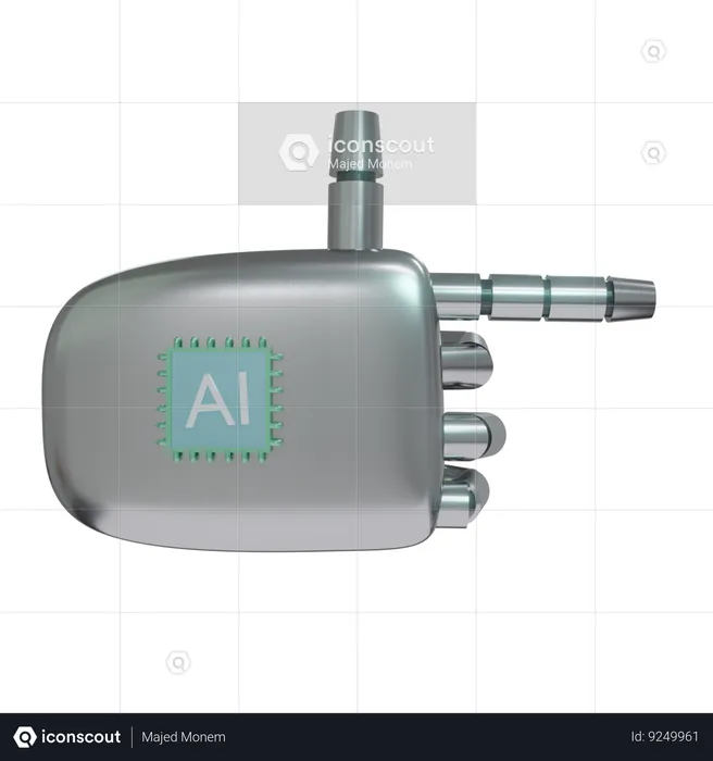 Robot Hand PointingRight Silver  3D Icon