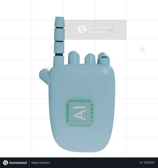 Robot Hand PointUp SkyBlue  3D Icon