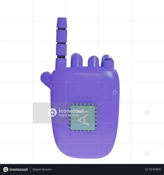 Robot Hand PointUp Violet  3D Icon