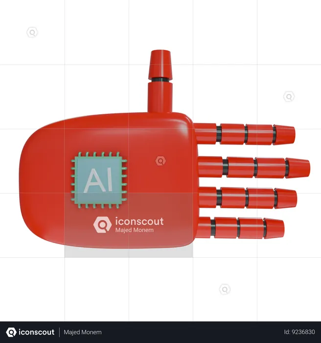 Robot Hand Rest Red  3D Icon