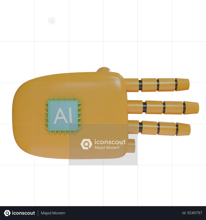 Robot Hand ThreeFingers Orange  3D Icon