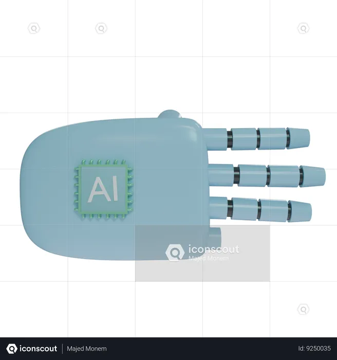 Robot Hand ThreeFingers SkyBlue  3D Icon