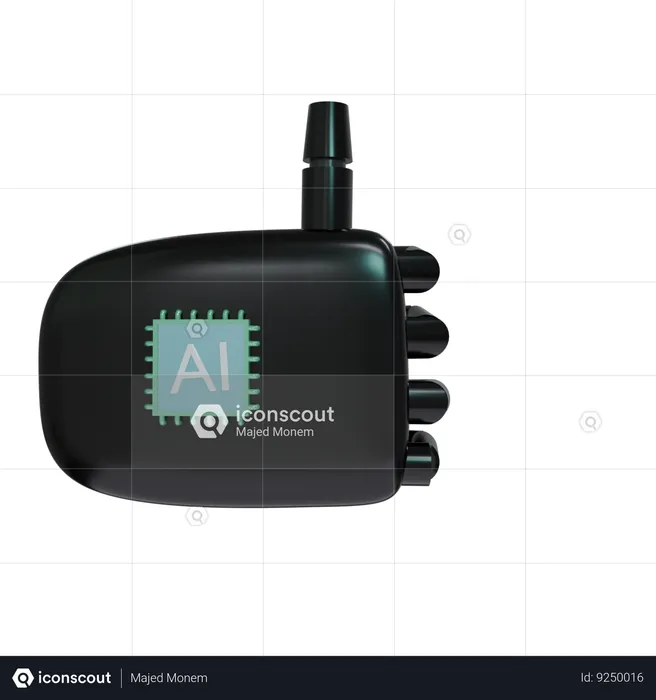 Robot Hand ThumbsUp Black  3D Icon