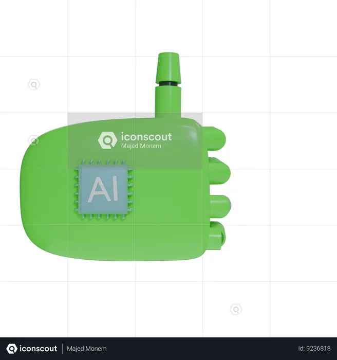 Robot Hand ThumbsUp Green  3D Icon