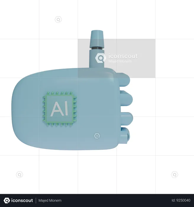 Robot Hand ThumbsUp SkyBlue  3D Icon