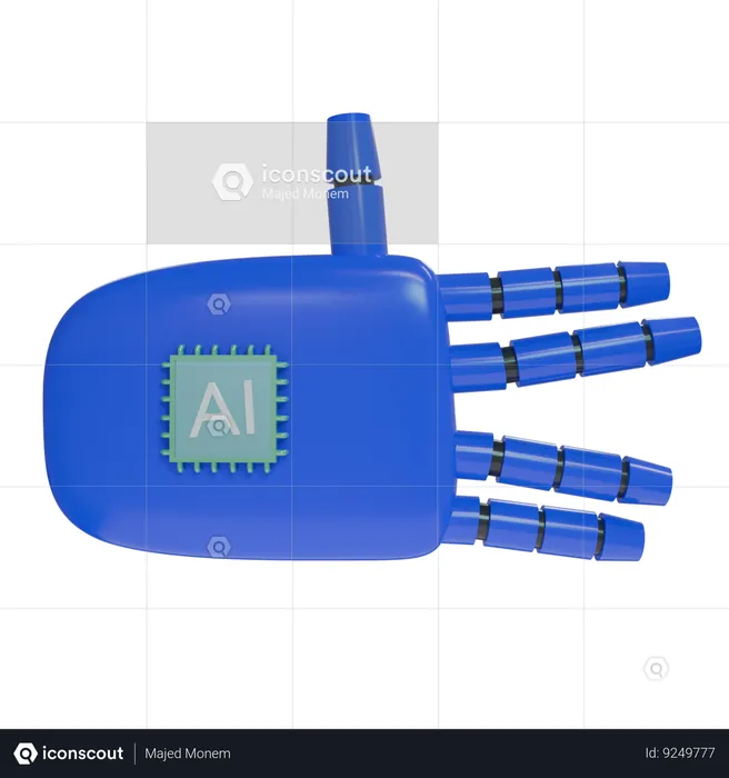 Robot Hand WeirdSign Blue  3D Icon