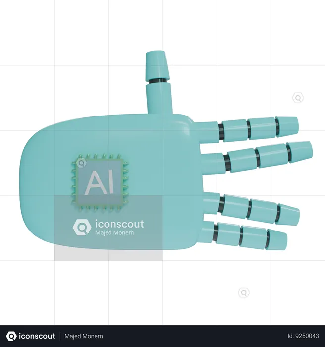 Robot Hand WeirdSign Cyan  3D Icon