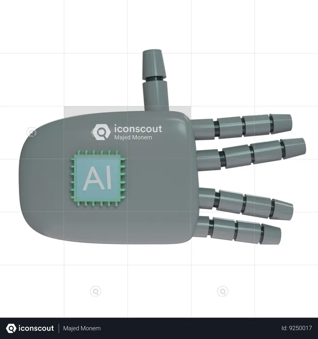 Robot Hand WeirdSign Grey  3D Icon