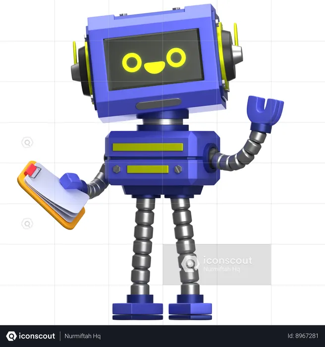 Robot Holding Document  3D Icon