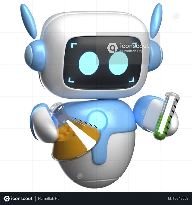 Robot Holding Laboratory Bottle  3D Icon