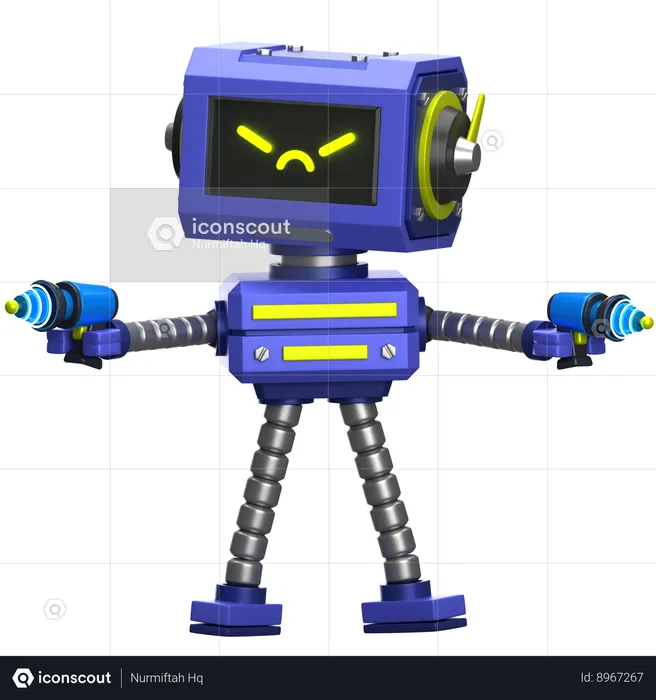 Robot Holding Laser Gun  3D Icon
