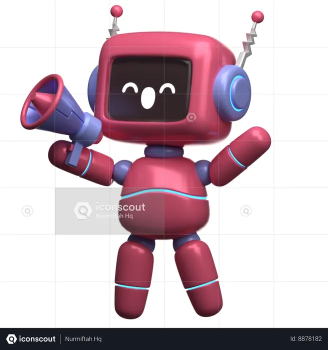 Robot Holding Megaphone  3D Illustration