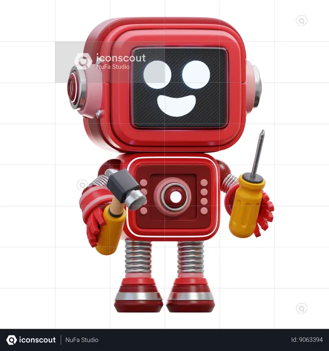 Robot Holding Tools  3D Illustration