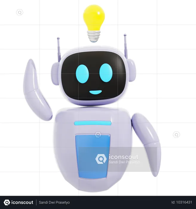 Robot inteligente con idea de estudio  3D Icon