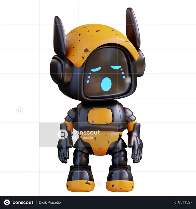 Robot Is Crying  3D Illustration