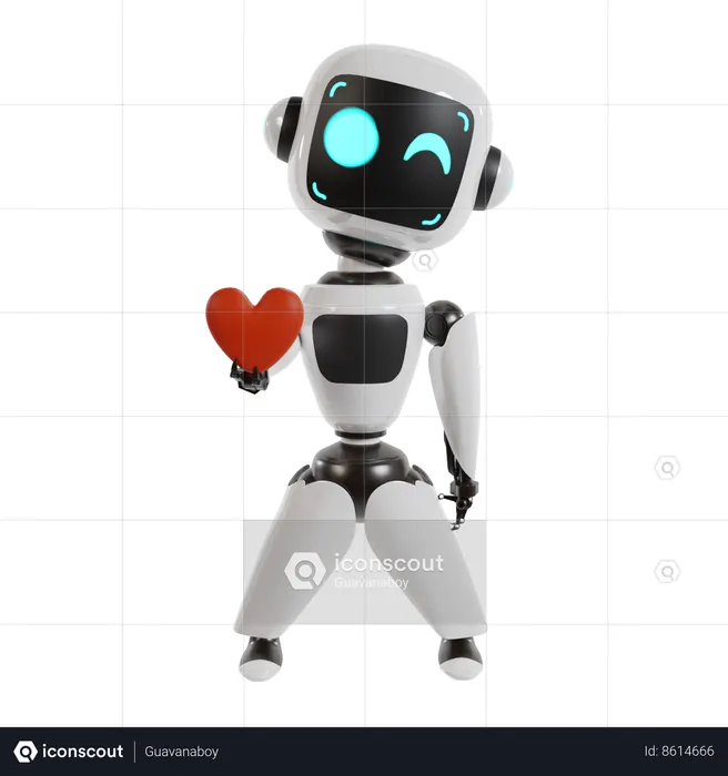 Robot Is Expressing His Love  3D Illustration