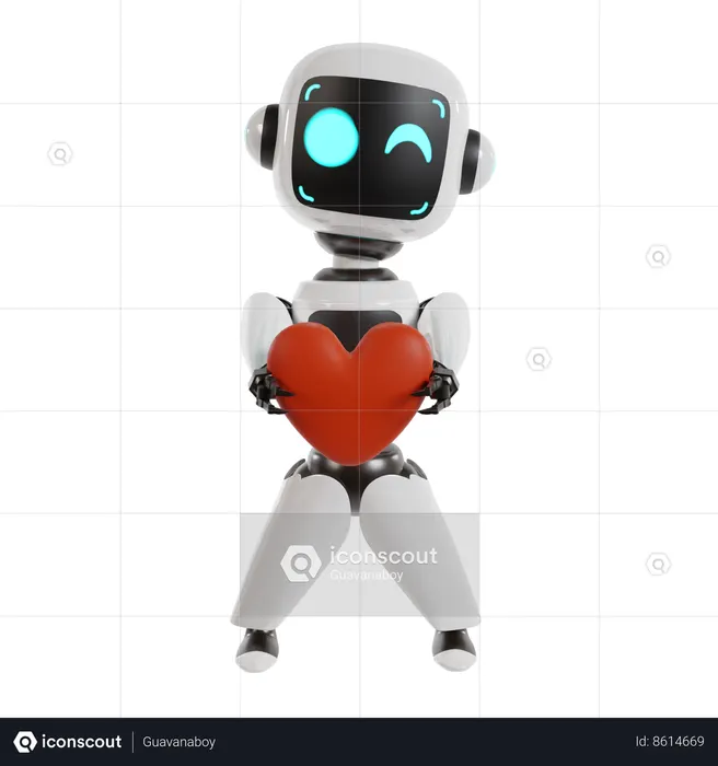 Robot Is Holding Heart  3D Icon